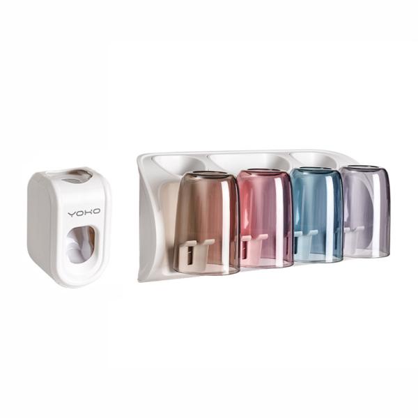 Cheap Toothbrush Holder with Toothbrush Dispenser-Multifunctional Wall Mounted Space-Saving Toothpaste Squeezer Kit for sale