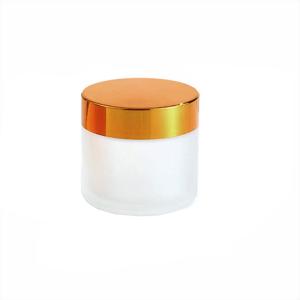 Best 2oz Child Resistant Frosted Clear Glass Jar with Gold Lid wholesale