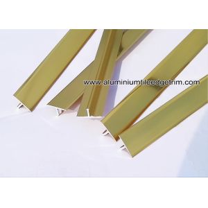 China OEM Aluminium Tile Edge Trim  , T20 Shiny Translucent Gold T Shaped Aluminium Splint For Backwall Tile Edge on sale