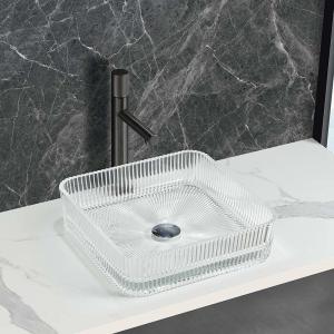 Transparent Glass Countertop Bathroom Sinks No Overflow Included