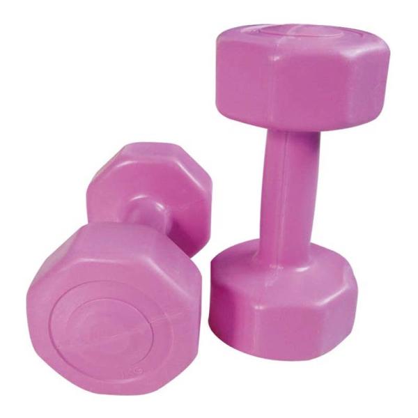 Cheap High Quantity Hexagon Shape Cement Color Vinyl Concrete Dumbbell for sale