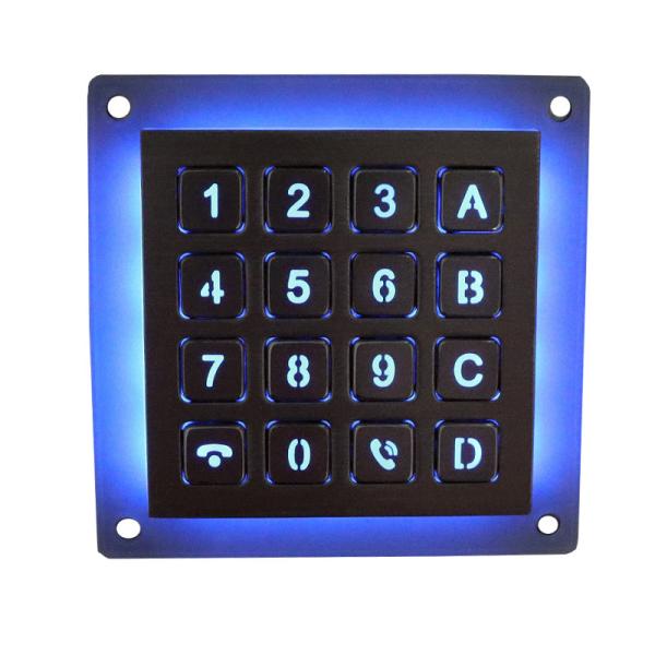 Cheap 16 Keys Matrix Interface Metal Keypad Backlit SS Rugged Numeric Keypad For Kiosk for sale
