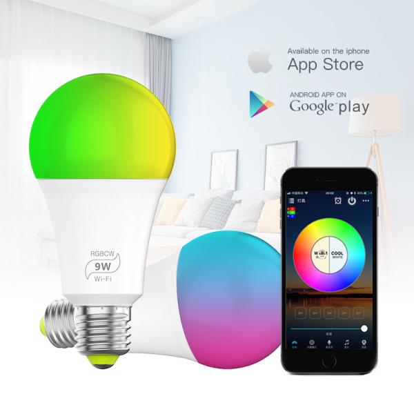 Cheap E26 Smart Wifi LED Bulb 5w 10w 15w Remote Control RGB Memory Function Voice Activated Led Lights for sale