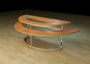 Two Layer Wooden Round Retail Display Tables , Modern Style Clothing Display Table