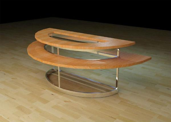 Cheap Two Layer Wooden Round Retail Display Tables , Modern Style Clothing Display Table for sale