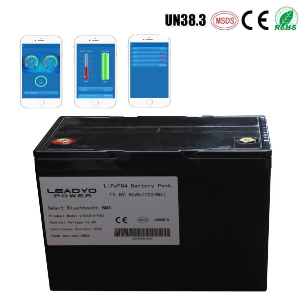 Cheap Smart Lithium ion Boat Battery 12v 80Ah  Deep Cycle Lifepo4 Marine Batteries with Bluetooth app for sale