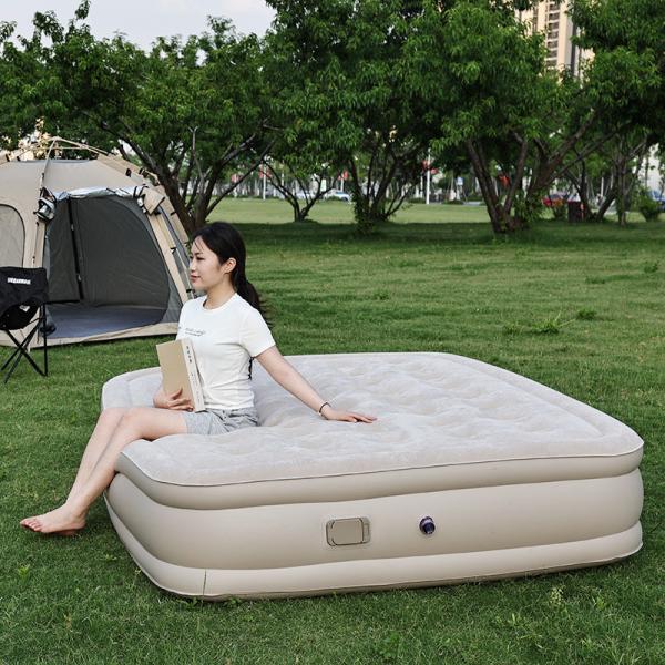 Cheap PVC Inflatable Camping Bed With Raised And Thickened Flocking Automatic Inflatable Mattress for sale