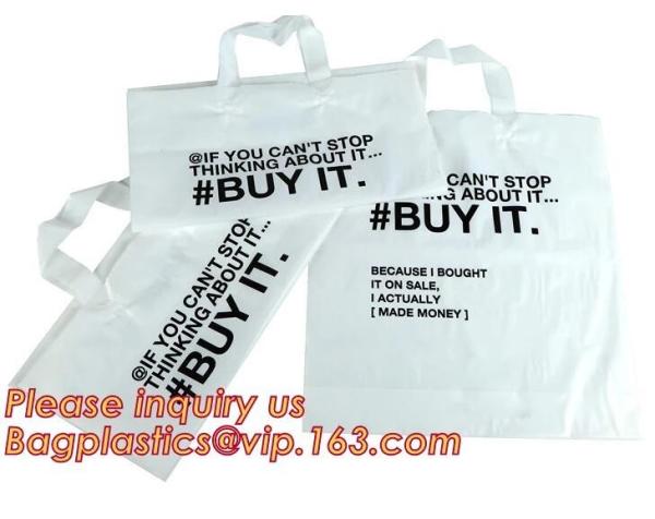 Cheap Manufacturer Custom Logo Printing soft loop handle plastic bag,promotional 100% biodegradable custom printed soft loop h for sale