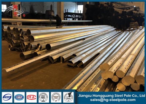 Cheap Custom Made Galvanized Light Pole / Electric Power Pole With Base Plate for sale