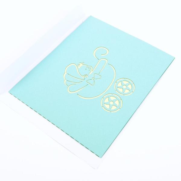 Cheap Baby Pram 3D Pop Up Greeting Card With White Envelope CMYK Color Offset Printing for sale
