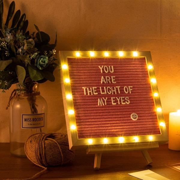 Cheap Pink LED Lights Message Felt Letter Board 10X10 With Stand Letters And Numbers for sale