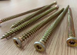 T30 Torx Drive Countersunk Self Tapping Concrete Frame Fixing Screws, Cr6 Yellow  zinc plated