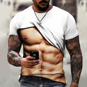 Best Muscle Men T Shirt Abs 3D Printing Personality Short Sleeve Summer Top wholesale
