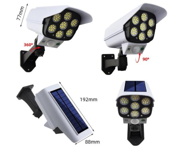 Cheap Door Sensor 77 LED Simulation Monitoring Security Lighting Solar Motion Sensor Simulation Camera Solar Wall Lamp for sale