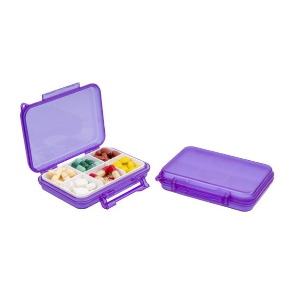 Cheap Multifunctional Water Resistent Daily Pill Box With Removable Tray 6 Compartments Matte Surface for sale