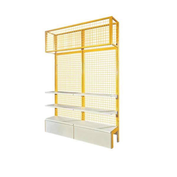 Cheap Steel Mesh Back Gondola Shelving For Supermarket Shop Exhibit Net Mesh Shelf for sale