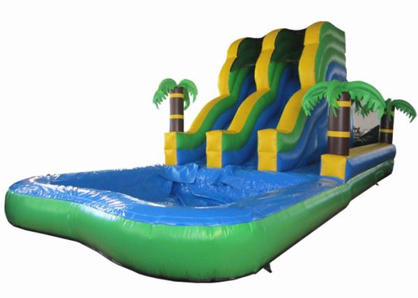 Cheap Summer 2017 palm trees inflatable water slide on sales inflatable single slide with water pool for sale