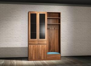 Best 2017 New walnut wood Bespoke Furniture Storage Cabinet Display Shelves with Glass door wholesale