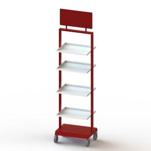 Movable 4 Layer Metal Plate Display Racks With Casters