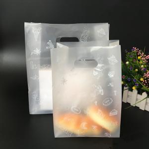 Frosted Die Cut Handle Take Out Bag Plastic PE Side Gusset Bag For Bread