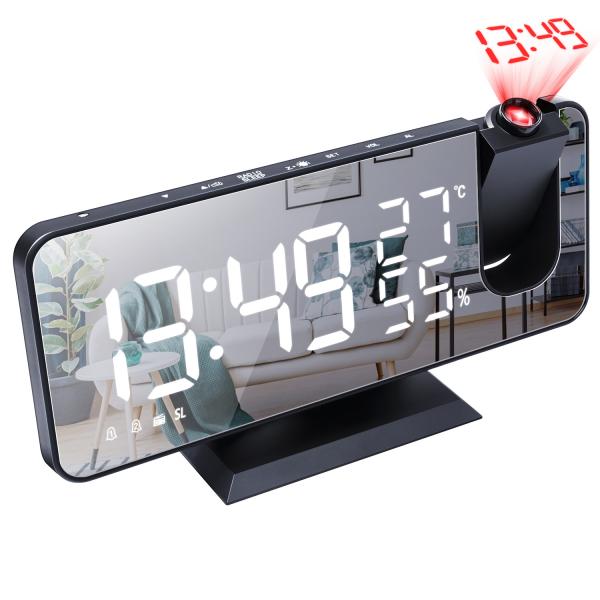 Cheap Square Projection Alarm Clock With Radio LED Display Temperature Humidity Electronic for sale