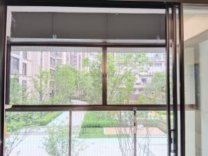 Square Frame Roller Screen Door In Black Mesh Standard Option