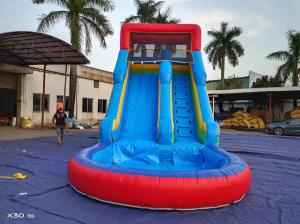 Best Summer Blue Orange Inflatable Water Slides With Pool wholesale