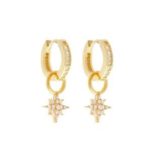 925 Sterling Silver Mini Starburst Pave CZ Huggie Earrings with Fast and Safe Shipping