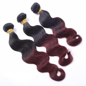 China Machine double brazilian hair weft two tone ombre colored hair weave bundles on sale