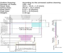 1.3 Inch PMOLED MODULE 128X64 Resolution 3/4-SPI I2C Interface Driving IC SH1106G