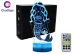 Best Mermaid 3D Night Light Table Lamp , Glass Illusions Lamps For Girls Decoration wholesale