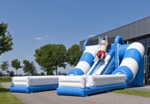 China Blue / White Tunnel Commercial Inflatable Slide Safety Giant Inflatable Slide Rental on sale