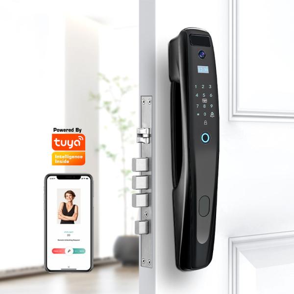Cheap Biometric Fingerprint and Password IC Card Smart Door Lock with TUYA WIFI/TT Lock APP Viewer Vision Digital with Camera for sale
