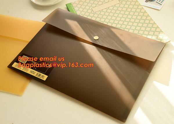 Cheap PP Polypropylene Plastic Office Stationery, PP Translucent plastic button document file folder bag with line structure for sale