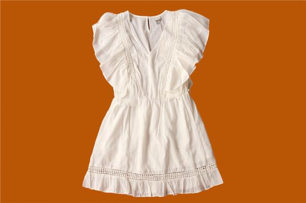 Cheap Cute Simple Princess Collar Ladies White Casual Dresses 68% Rayon 32% Polyeser for sale