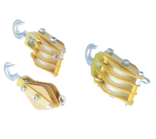 10 - 150KN Cable Pulling Pulley Block , Aluminous Alloy And Nylon Sheave Hoisting Tackle