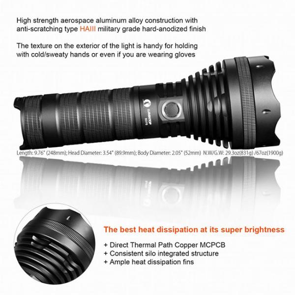 Cheap Dischargeable / Rechargeable LED Flashlight For Military 4000 Max Lumens for sale