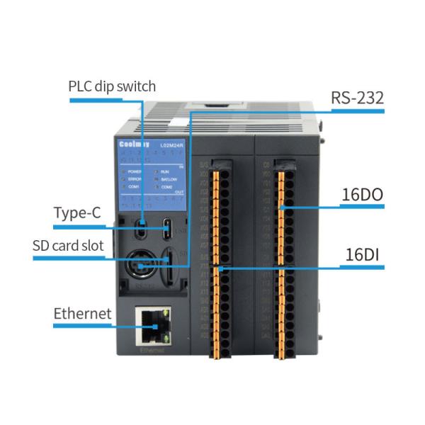 Cheap 12DI 12DO 60KHz PLC Logic Controller Ladder Diagram Modbus TCP 4AI 4AO for sale