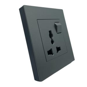 China 13A 3 Pin Plug Universal Socket Full Plastic Panel Black / Champagne on sale