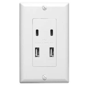 China Public Areas Convenient Charging 2 USB Wall Outlet Socket With 2 Type C on sale