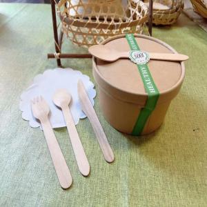 Best Diameter Of 14 Cm Disposable Takeaway Box Kraft Paper Food Container Set With Cutlery Used In Hotel Restaurants wholesale