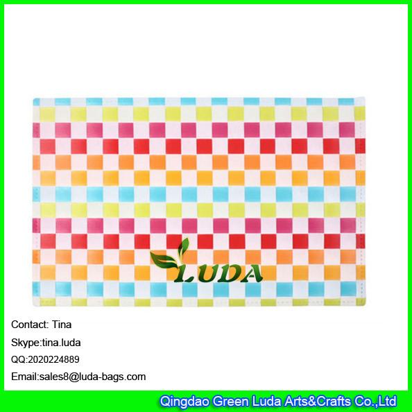 Cheap LUDA handmade placemat pp strap weave rectangular waterproof table mats for sale