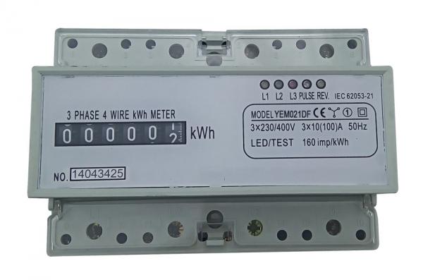 Cheap Small Volume Accuracy Class1.0 3 Phase Electricity Meter 35mm Din Rail With Counter 6 Display for sale