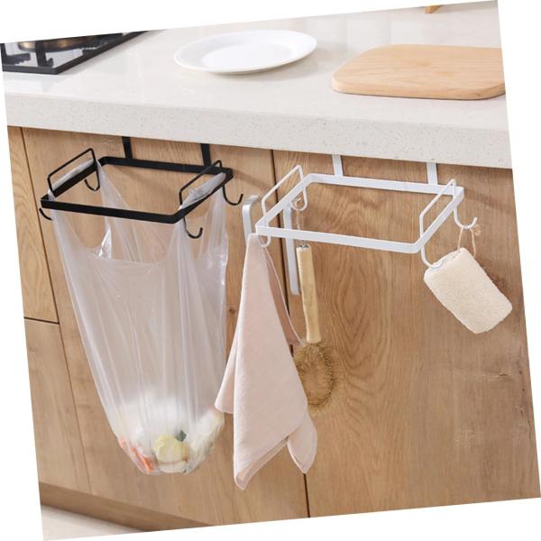 Cheap Garbage Bag Hanger Iron Art Hanging Rack Metal Brackets Storage Holder Shelf in White for sale