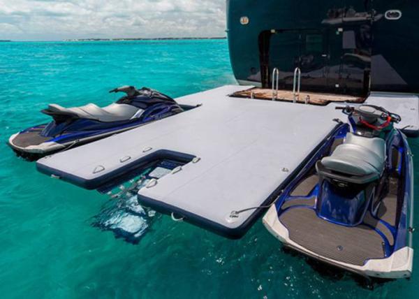 Cheap Durable Inflatable Yacht Slides Mega Dock , Jet - Ski Drive - On Blow Up Swim Platform for sale