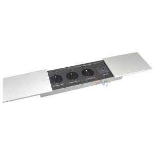 China factory wholesale sliver slide tabletop socket 16A Silver Sliding Desktop Power Outlet In Meeting Head Desk on sale