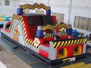 China Danger Obstacles Inflatable Bounce House Castles With Two Slides on sale