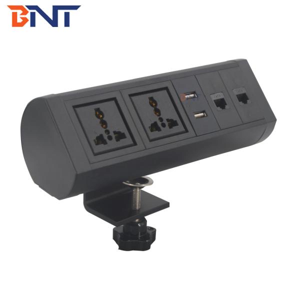 Cheap Factory directly sale clamp on desk design table powe Black Movable Clamp On Desk Power Socket With Network for sale