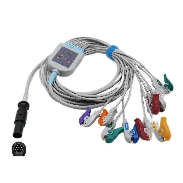 Cheap TPU Jacket Mortara EKG Cable 12 Pin Hypertronix Connecto AHA/IEC Lead Color Coding for sale