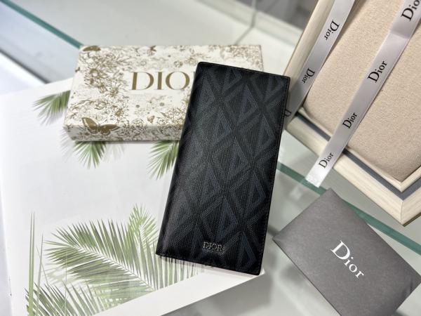 Cheap Embossed Vertical CD Christian Dior Mens Wallet Diamond Zippered for sale